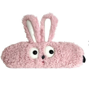 Urlazh bunny rabbit faux fur pink pencil cosmetic makeup case bag clutch